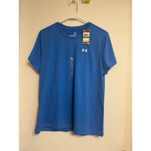 Under Armour Womens Loose Fit Tech SSC Blue Shirt Size Large Lightweight & Moist